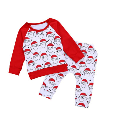 

Baby Girls Boys Christmas Print Cartoon TopPants 2pcs Clothing Sets Newborn Infant New Spring Autumn Fashion Soft Cotton Sets