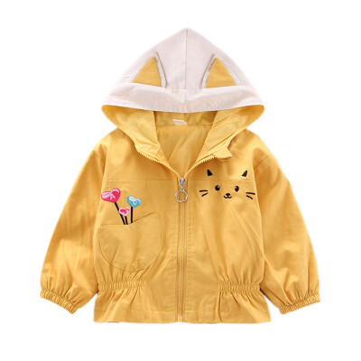 

Girls Windbreaker Spring&Autumn Toddler Baby Girl Cartoon Outerwear Casual Long Sleeve Ear Design Hoodie Sweatshirt Coat