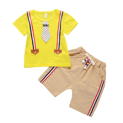 

Baby Clothes Toddler Baby Boys 2pcs Summer Outfits Fake Tie Print T-shirt TopsShorts Casual Sets Baby Boy Clothes