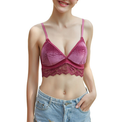 

Fashion Lady Anti-Lighting Wrapped Chest Lace Solid Color Gathered Tube Top