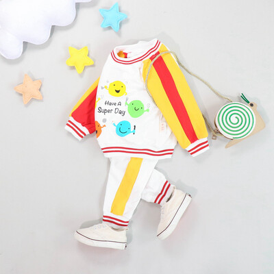 

Autumn 2pcs Children Baby Boys Girls Casual Long Sleeve Cartoon Print Blouse TopsSport Trouser Costume Set