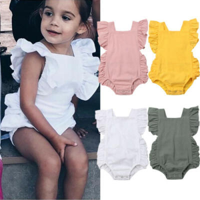 

Baby Girl Infant Sleeveless Romper Ruffle Cotton Jumpsuit Outfits Sunsuit 0-24M