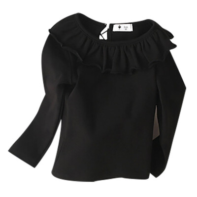 

Autumn Baby Girl Long Sleeve Ruffle Design T-Shirts Kids Solid Color Soft Comfy Tops Tees Children Casual Blouse