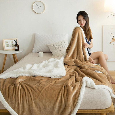 

Flannel Blanket Double Lamb Cashmere Blanket Bed Sofa Soft Warm Wool Blanket 1800x2000mm