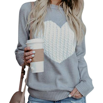 

2019 Winter Womens Long-sleeve Love Sweater Knitted Pullover Female Soft Warm Autumn Casual Sweater