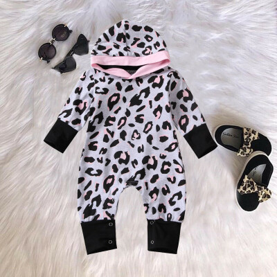 

Newborn Baby Girls Boys Leopard Hoodies Romper Jumpsuit Bodysuit Outfits Clothes