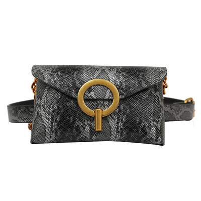 

Snakeskin Print Circle Buckle Women Crossbody Shoulder Bag Waist Fanny Pack