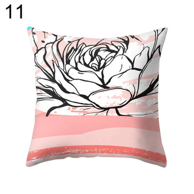 

Flower Color Block Twig Pillow Case Cushion Cover Sofa Bed Car Cafe Office Decor