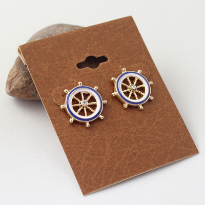 

Europe&the United States jewelry wholesale blue sea anchor stud earrings