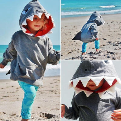 

Casual Toddler Kids Boys Girls Shark Hooded Tops Hoodie Jacket Coat Outerwear