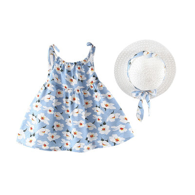 

Newborn Toddler Girls Summer Floral Tutu Dress Vestidos Kids Baby Girl Princess Dresses Sundress Hats Cute Sweet Clothing Set