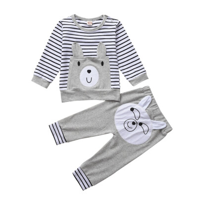 

Autumn Children Toddler Baby Girls Boys clothes Long Sleeve Striped Beer Print Sweatshirt TopsPants Trouser Casual Costume Set