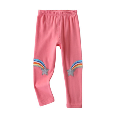 

2-7T Girls Cartoon Rainbow Patch Embroidered Trousers Cute Children Autumn Winter Causal Leggings Pants