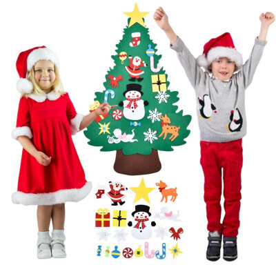 

DIY Felt Christmas Tree Pendants Hanging Wall Decoration Stickers Christmas Ornaments Children Gift Home Christmas Decoration