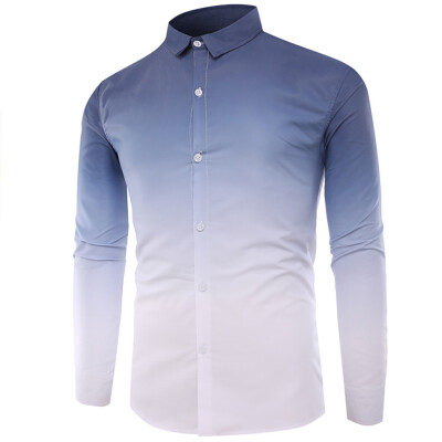 

Tailored Summer Mens Casual Tops Coloured Gradually Changing Long Sleeve Shirts