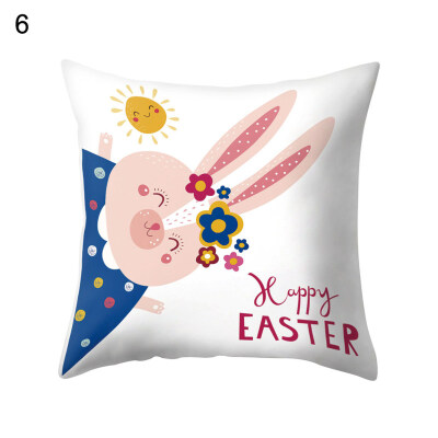 

Happy Easter Bunny Egg Flower Pillow Case Sofa Bed Car Cafe Office Cushion Cover