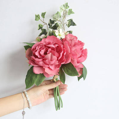 

3 Heads Artificial Peony Flower Bouquet for Wedding Home Decor Flower Arrangements