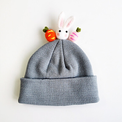 

Infantile Autumn Winter Baby Cute Hats Kids Wool Cartoon Knitted Hemming Caps Headwears 1-5Y