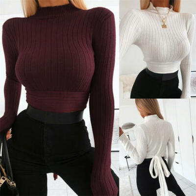 

Women Long Sleeve Turtleneck Casual Slim Tops Autumn Winter T-shirt Blouse Tee