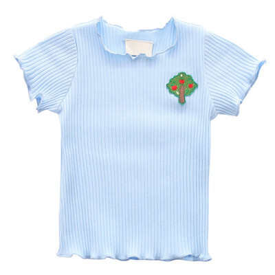 

New Baby Girls Summer Cotton Solid Print T-shirt Tops Blouse Short Sleeve Children Casual Tee Shirts