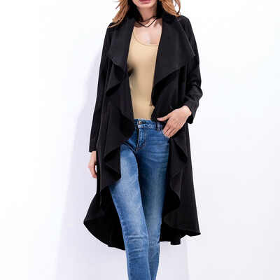 

Toponeto Women Work Solid Vintage Winter Office Long Sleeve Button Woolen Jacket Coat