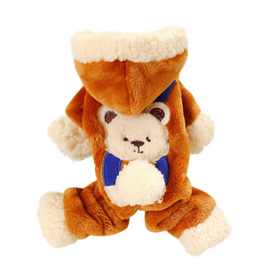 

Pet Autumn Winter Warm Cute Bear Pattern Cosplay Costume Fashion Coral Velvet Thickening 4 Legged Coat