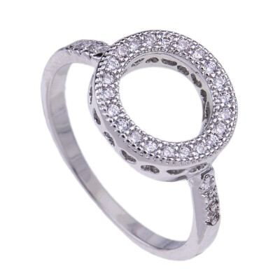 

1PC New Trendy Rhinestone Rings For Women Jewelry Engagement Wedding Round Ring Accessories Party Gift