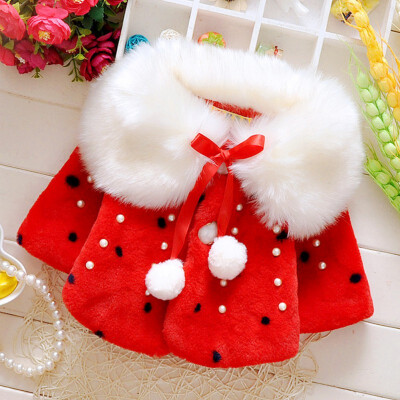 

Baby Girls Infant Winter Warm Coat Cloak Jacket Wool Blends Thick Warm Clothes Down Jacket Outerwear Coats