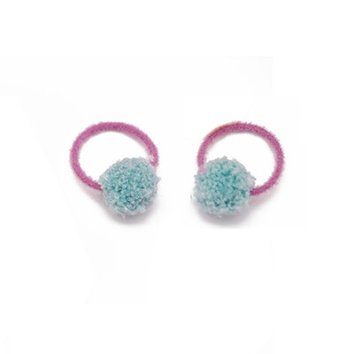 

2PCS Baby Girl Fashion Pompon Cloth Hair Bands Ball Lovely Pink Scrunchy Children Kids Rubber Headbands Baby Hair Accessories