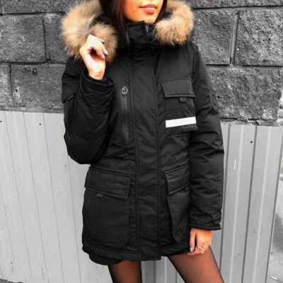 

Tailored Womens Fur Hooded Jacket Ladies Winter Long Warm Thick Fleece Coat Outwear