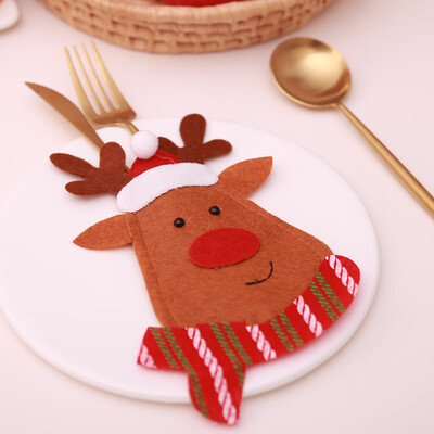 

Tailored 2PC Xmas Decor Tableware Set Bag Holder Christmas Dinner Table Layout Supplies