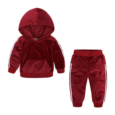 

Autumn Baby Boy Girl Long Sleeve Stripe Print Hoodie Sweatshirt TopsPants Trouser Costume Set 2019