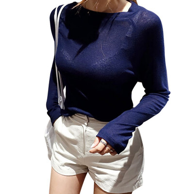 

Autumn T Shirt Women Long Sleeve Transparent Solid Tops Sofy Tee Shirt Slim Thin Korean Style T-Shirt Cotton Basic