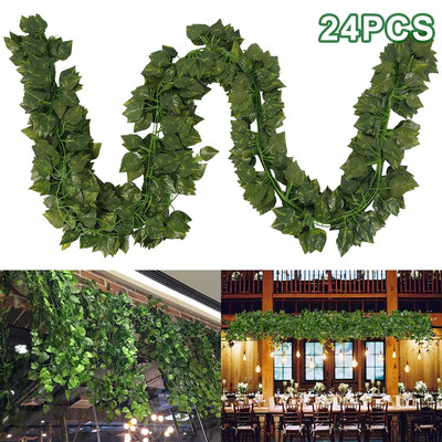 

24pcsset Decorative Artificial Plants Silk Greenery 80 Leaves Green Vine Hanging Vine Plants