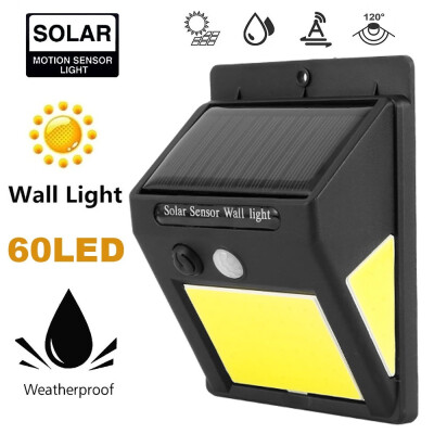 

60 COB LED Solar Light PIR Motion Sensor Wall Lamp Human Body Infrared Outdoor Waterproof Home Garden Street Security Lights