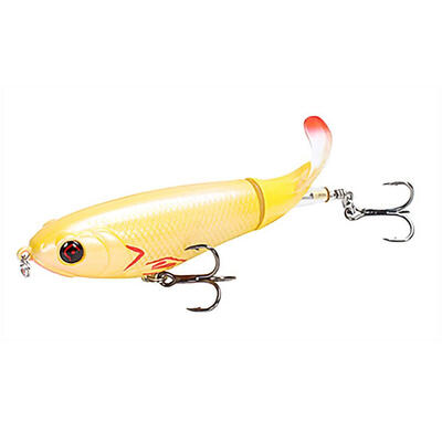 

Fishing Lure Whopper Popper Topwater Artificial Hard Bait 3D Eyes Plopper With Soft Rotating Tail Fishing Tackle
