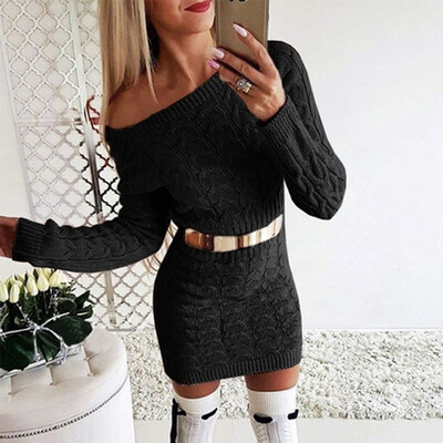 

Tailored Womens Mid-Autumn&Winter Womens Long Twisted Sweater Dresses
