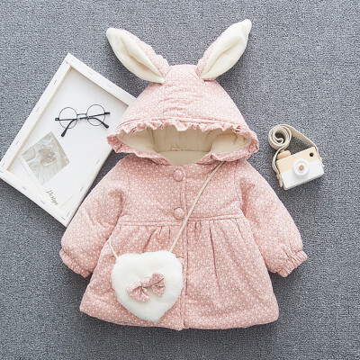 

2019 Kids Outerwear Princess Coat Winter Baby Girls Ruffle Hooded Coat Cute Cartoon Thicken Fleece Warm Jacket