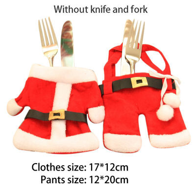 

3SETS Christmas Decorative Tableware Pockets Knifes Forks Spoon Holder Bag Mini Santa Suit Sets Holiday Dining Table Decorations