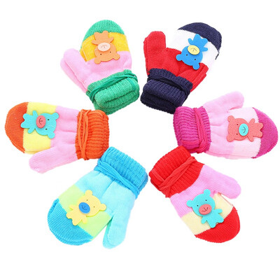 

Baby Mittens Colorful Cartoon Knit Warm Soft Cute Kids Gloves For Boys Girls