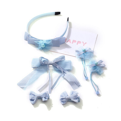 

5 Colors New Fashion Childrens Hair Accessories Girls Lace Bow Headband Set Baby Headdress Hair Clip Hair Hoop