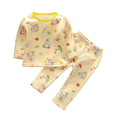 

Baby Underwear Set Childrens Winter Plus Velvet Clothes Set Autumn New Kids Pajamas Set For Boys Girls 0-4Y