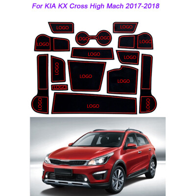 

14pcsset Door Grooves Pad Cup Holder Gate Slots Non-slip Mat Replacement For KIA KX Cross 2017-2018