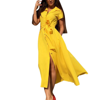 

2017 New Fashion Women Summer Casual Shirt Dress Party Evening Long Max Dress Plus Size S4