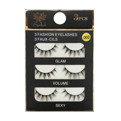 

Fashion 3 Pairs Natural False Eyelashes Faux 3D Mink Lashes Natural Long False Eyelashes Volume Fake Lashes Makeup Extension