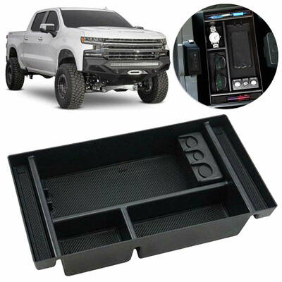 

1pc Car Auto Black Center Console Storage Box ABS Plastic Tray Phone Card Holder