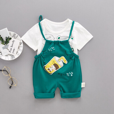 

newborn clothes cotton cute pattern printed t-shirt with cotton overalls baby boys girl clothes summer children clothing