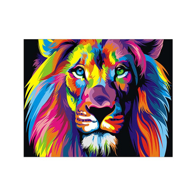 

Colorful Lion Rhinestone Needlework 5D Crystal Animal Painting Cross Stitch Decoration Mosaic Picture