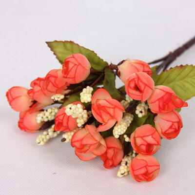 

Artificial Silk Rose Flower Leaf Home Wedding Party Decor Bridal 15 Head Bouquet Home Decor