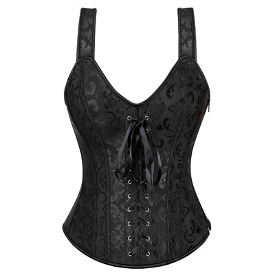 

Brocade Jacquard Lace-up Plus Size Corset Top